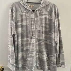 Gray camouflage zip up hoodie